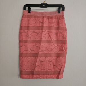 NWT Ann Taylor Coral Pink Organza Pencil Skirt Textured Stripes Career Size 2